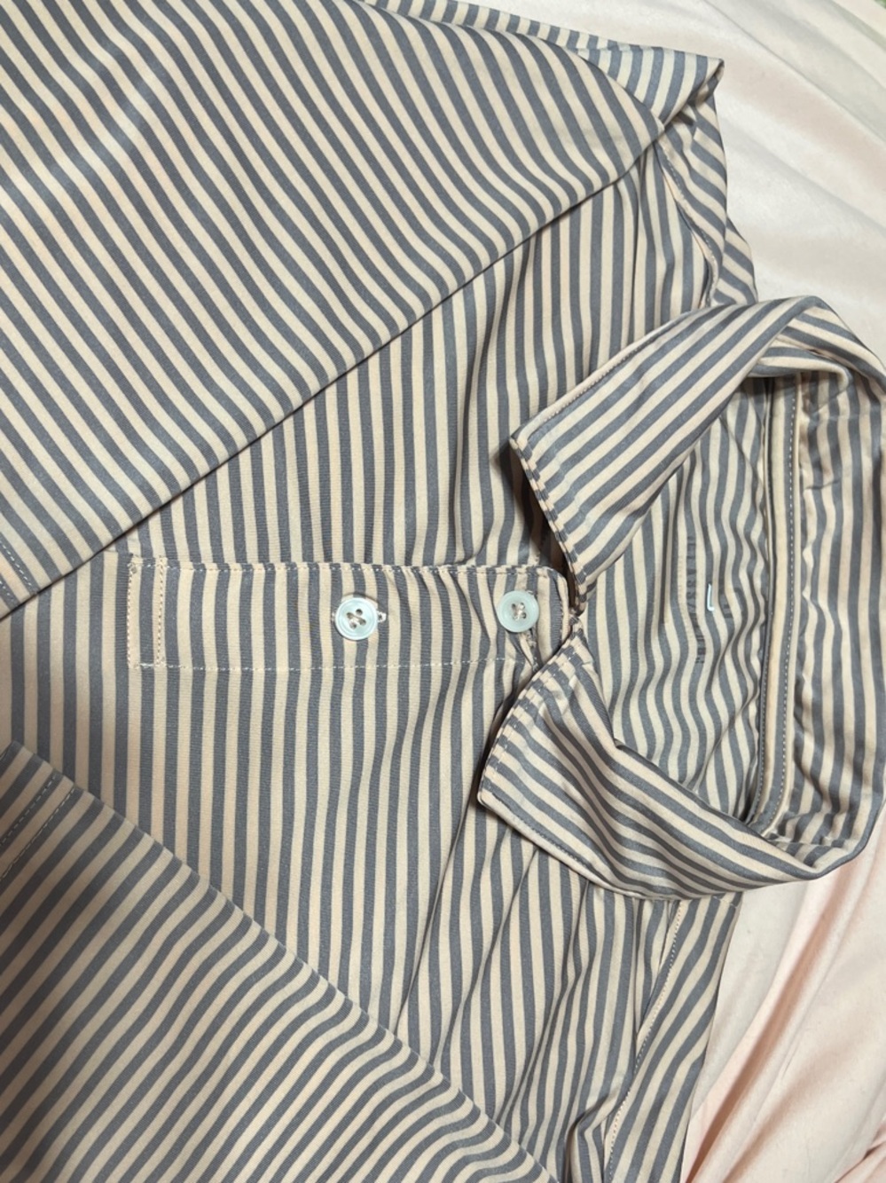 Boy’s Pink and Grey Striped Button-Up Shirt